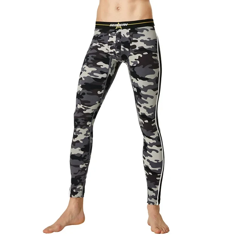 Autumn New Camo Men Long Johns Cotton Warm Thermal Pants Soft Camouflage Base Layer Trousers