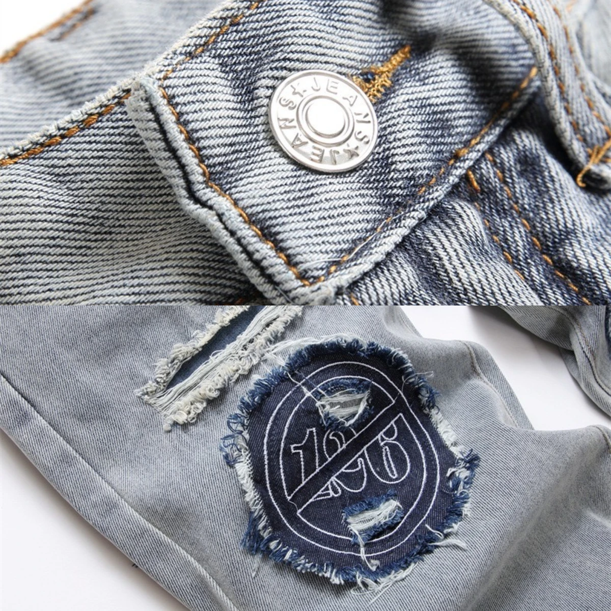 Men's Jeans Spider Web Embroidered Fur Edge Micro Chapter 126 High Elastic Rainbow Thread Running Pants 3D Tight Fleece Zipper 2