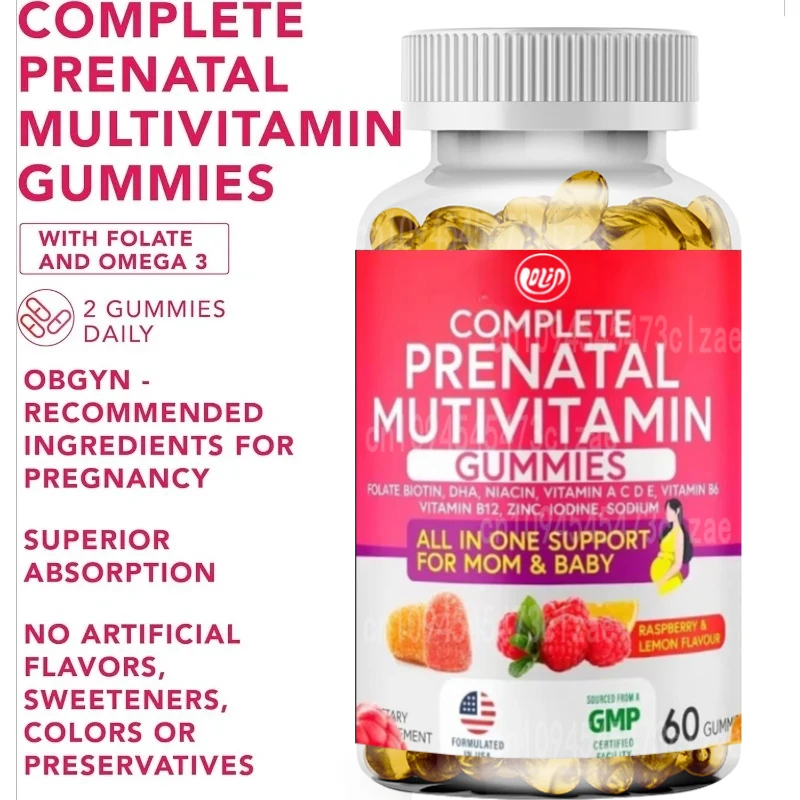 يحتوي علكة ما قبل الولادة على DHA وحمض الفوليك وفيتامين ب وC وD، والتي تستخدم في العظام والطاقة والمناعة