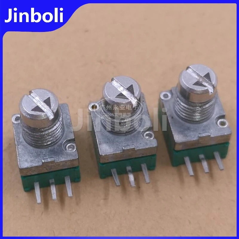 5PCS RK097N Single Sealed Potentiometer 3Pins With Step B100K B104 Shaft Length 8MM With Arrow Direction
