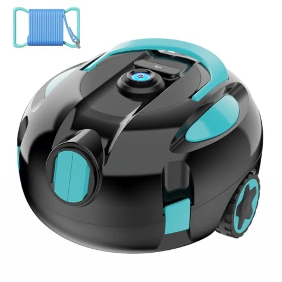 Robotic pool cleaner for inground above ground pools ABS plastic blue cordless with 130-min runtime and self-parking