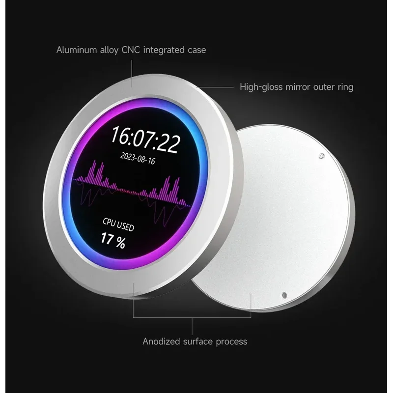 2.1 / 2.8 / 3.4 / 4 Inch USB Monitor, AIO LCD/ CPU Cooler Screen / Display  Inside PC / Desktop RGB Ambient , With Music Spe