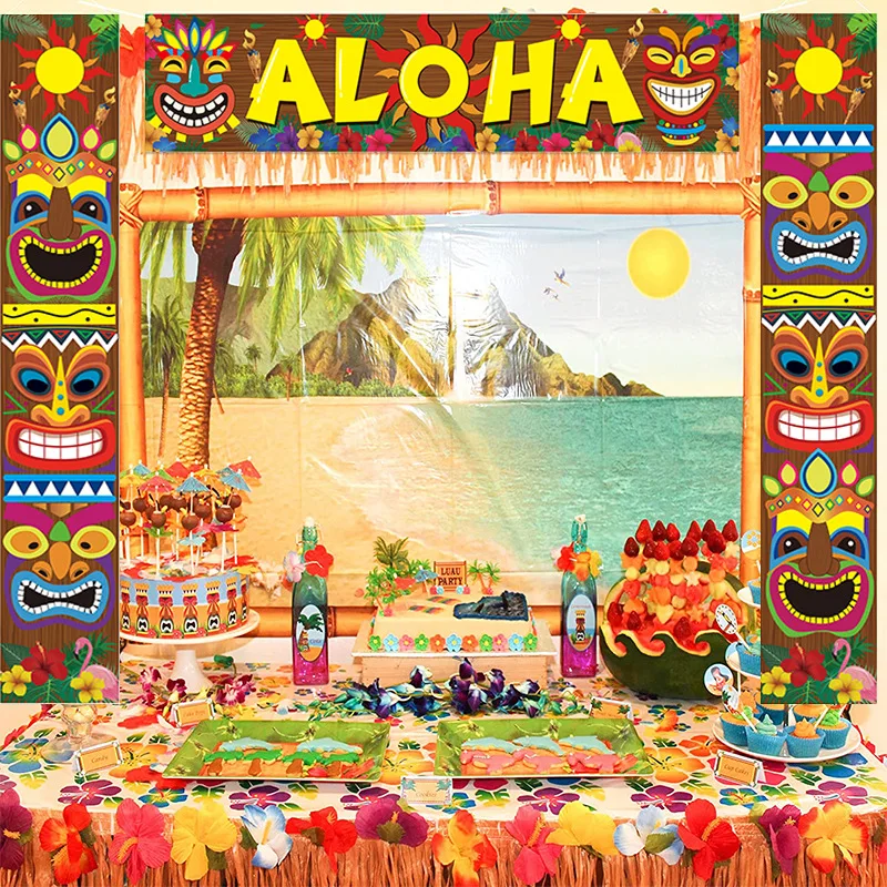 Hawaiian Luo Festival Celebration Party Supplies Couplet Polyester Party Banner Decoration Flags Banners Home Beach Decor