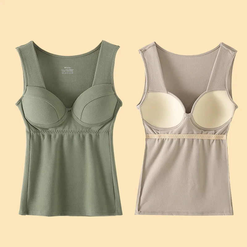Thermal Vest German Velvet Chest Pad Underwear Bottoming Shirt Women Autumn Winter Sleepwear Top One Piece Pajamas Lingerie