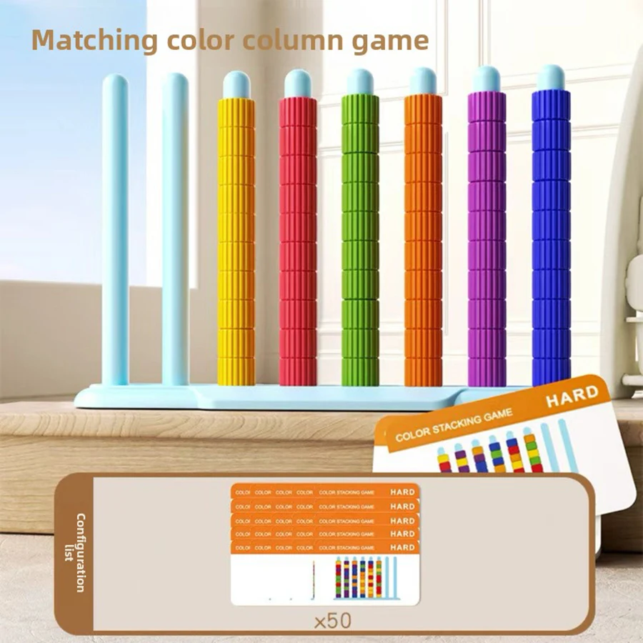 1set- Stacking Rainbow Rings Educational Toy, Color Recognition Classification, Train Thinking For Kinderg,Fine Motor Skills Toy view 6