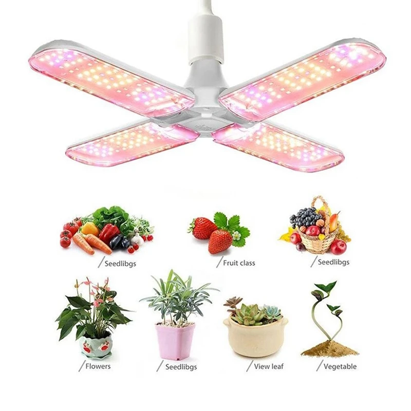 Luz LED plegable para cultivo, lámpara Phyto de espectro completo para plantas de interior, lámparas de floración para jardín E27