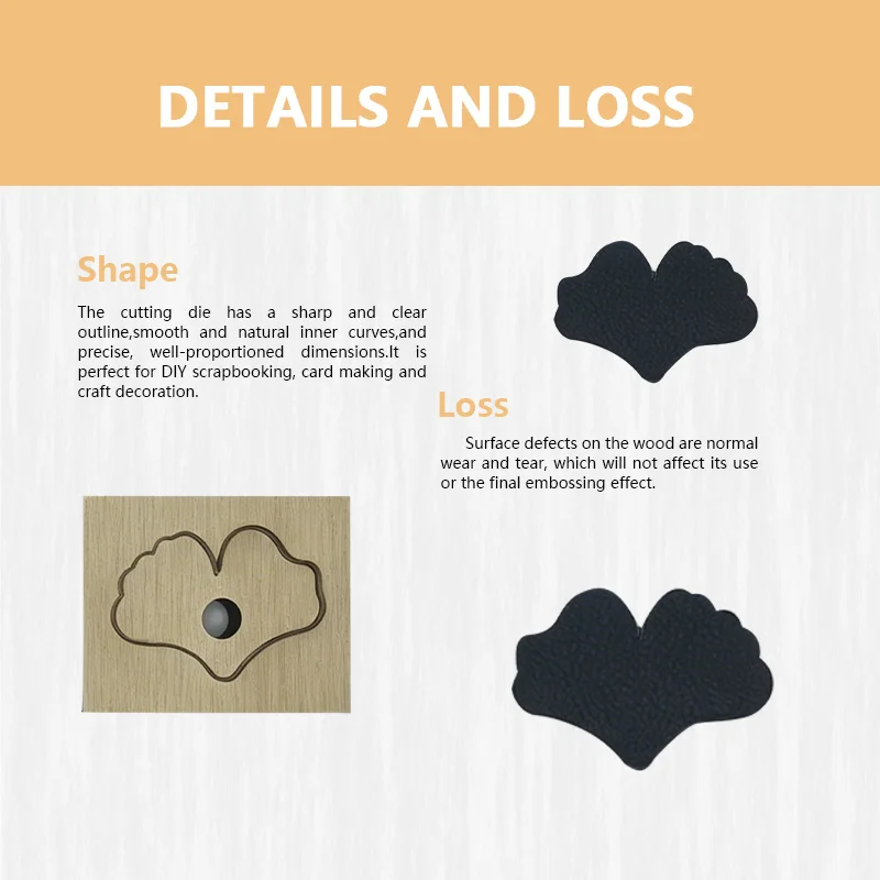 Ginkgo Leaf Shape Durable Reusable Integrated Leather Knife Mold High Precision Cut Hand Hammer Punch Dual Use DIY Handmade Leat