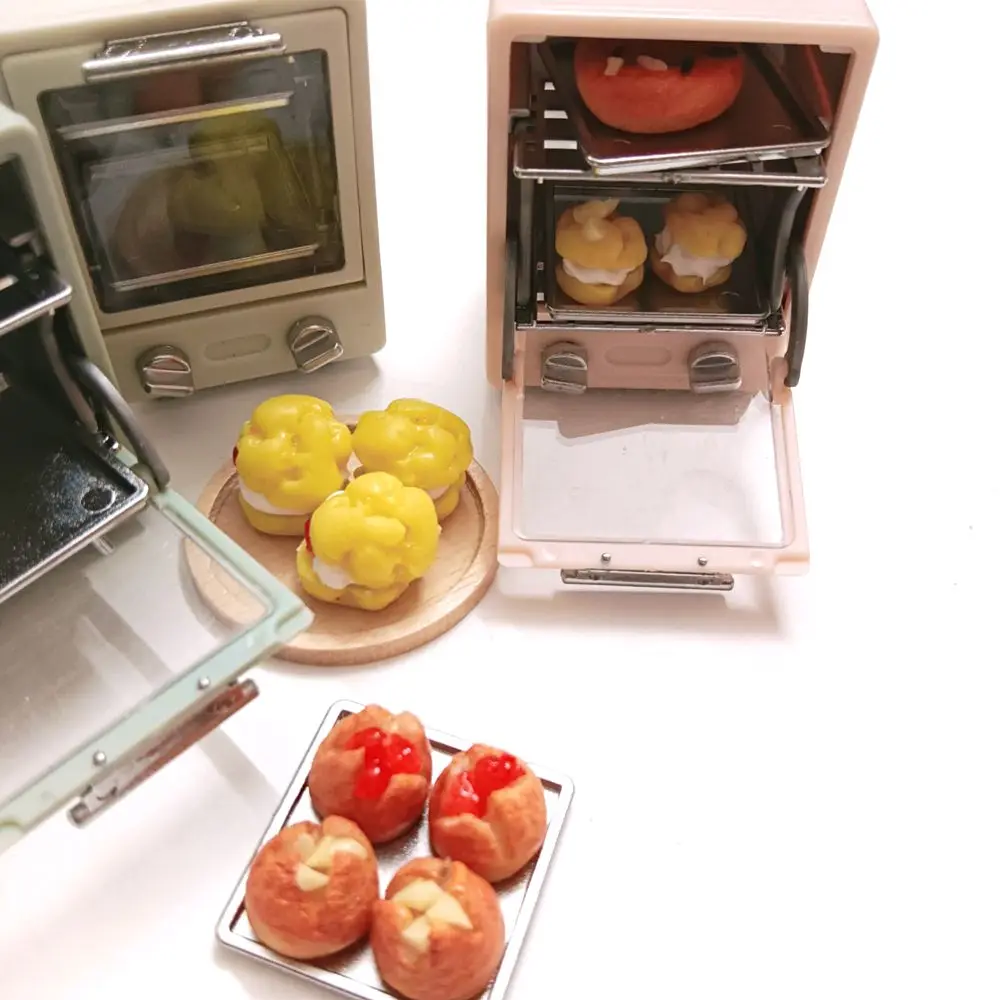 NEW Miniature Microwave Oven 1/6 Scale Dollhouse Mini Cheese Bread Puff for Blyth BJD Doll House Kitchen Play Toys Accessories