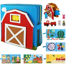 Toddlers Montessori Toy Busy Board Farm Animal Scene Storytelling Activity Toy Quiet Book Felt Activitay Educational Sensory Toy