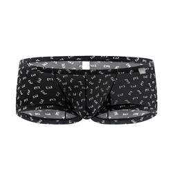 U&I sexy underwear for boys low-waisted thin nylon personalized trendy printed slim U convex small boxer briefs for men