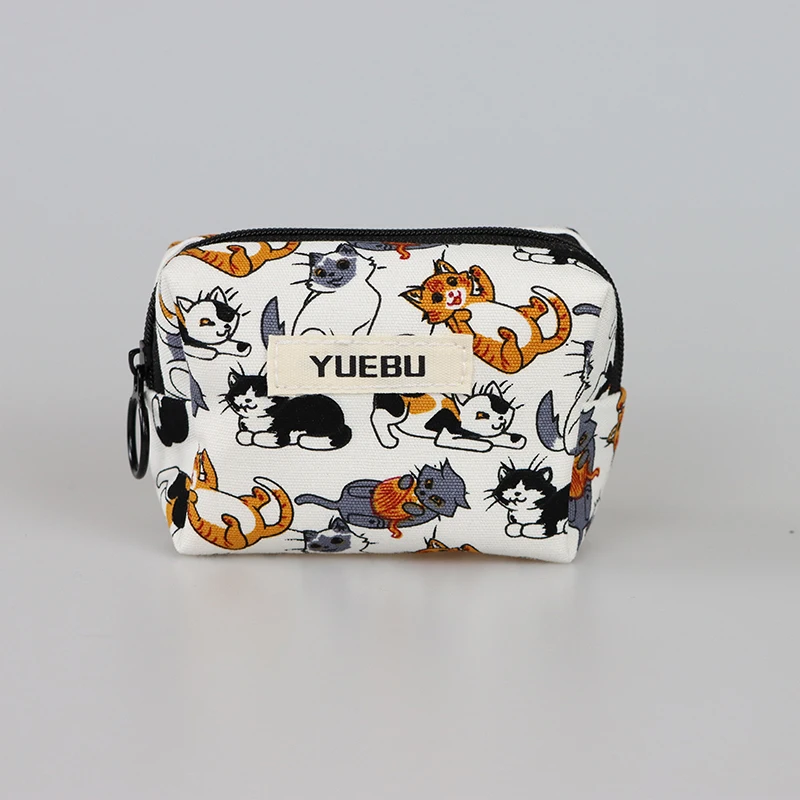 محفظة عملات معدنية لطيفة على شكل قطة، حامل بطاقات، حقيبة سماعة الرأس، سحاب إغلاق، مدمج ومحمول