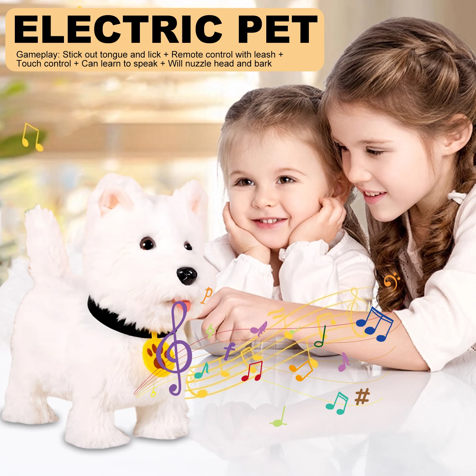 Cute Electronic Interactive Robot Dog Barking Walking/Tail Wagging Soft Plush Puppy Toy Present Pet Gifts for 3+ Year Boys Girls