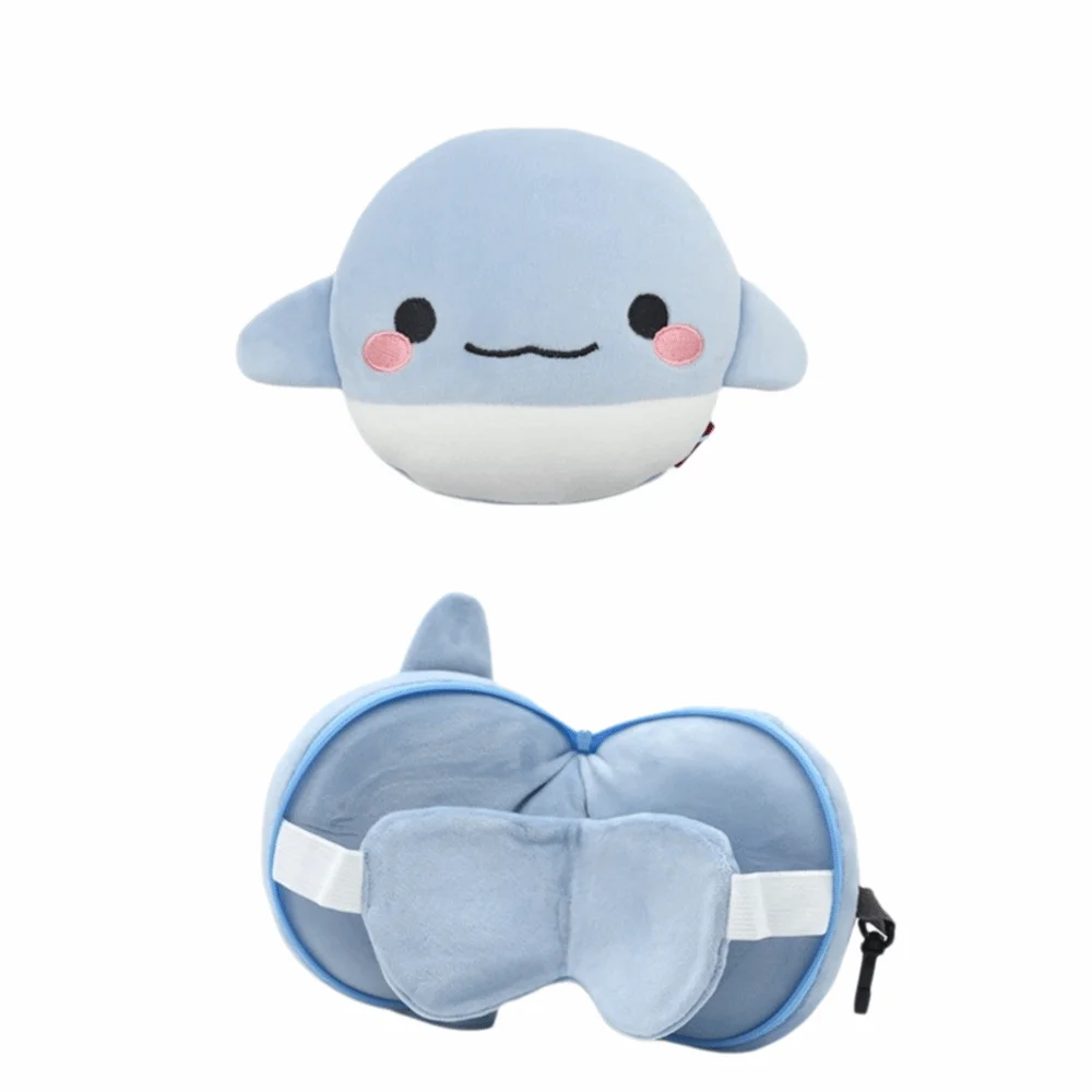 

Креативная подушка для шеи 2-в-1: портативная, мультяшная, дорожная, с маской для глаз, U-образная, бархатная, для сна и отдыха