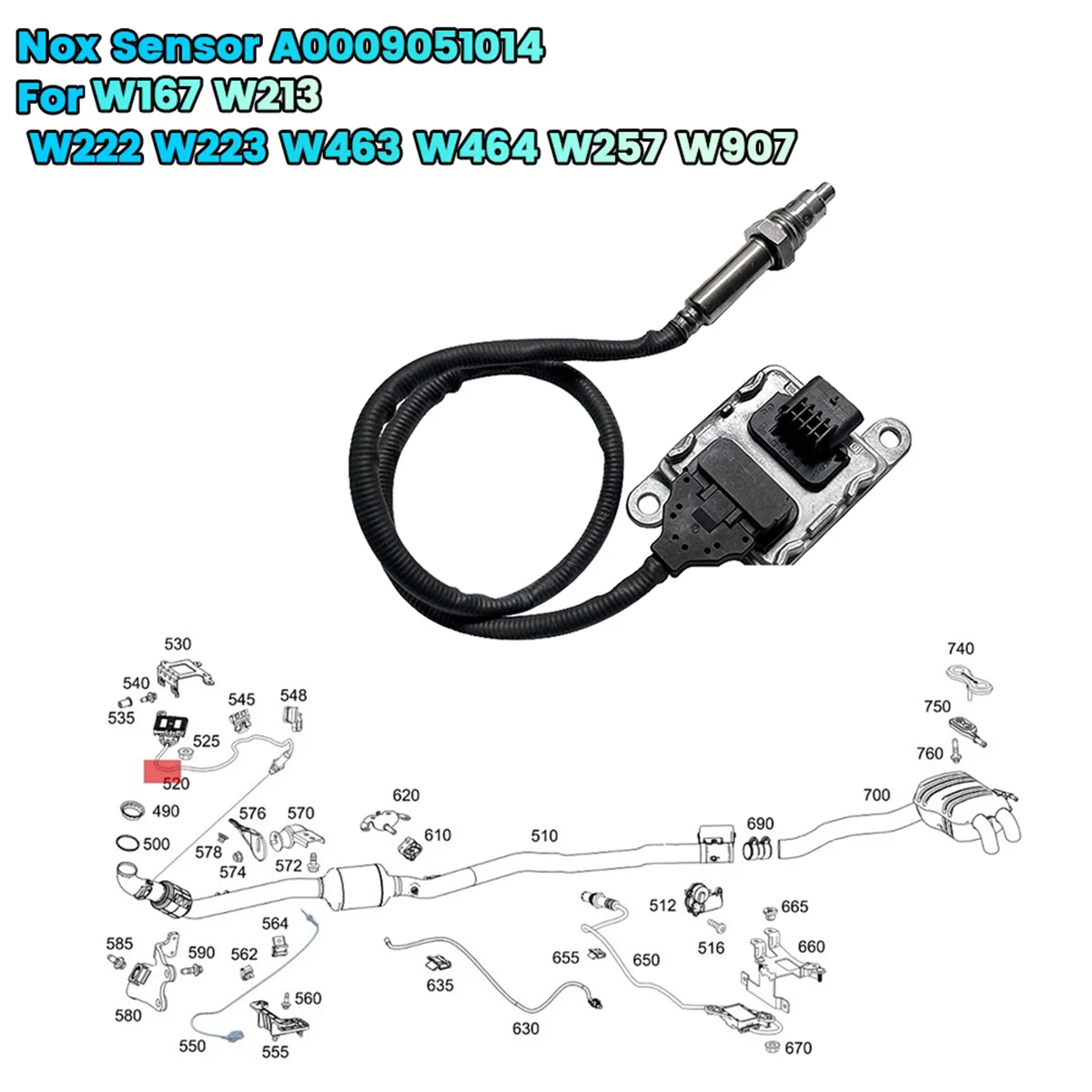 Car Nitrogen Nox Sensor A0009051014 for - W167 W213 W222 W223 W463 W464 W257 W907 Particle Oxygen Sensor