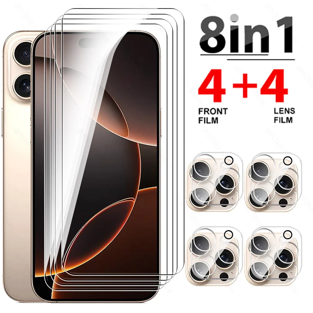 8To1 iPhone16Pro Max Glass For iPhone 16 Pro Max Tempered Glass iPhone16 Plus iPhone16Pro 16Pro 3D Camera Screen Protector Films