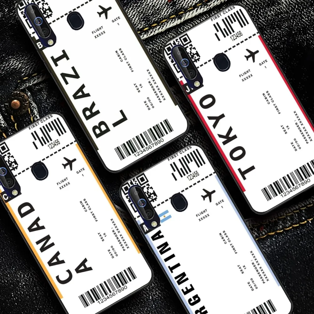 Cute FIRST CLASS PLANE TICKET Phone Case For Samsung A 10 11 12 13 20 21 22 30 31 32 40 51 52 53 70 71 72 73 91 13 shell