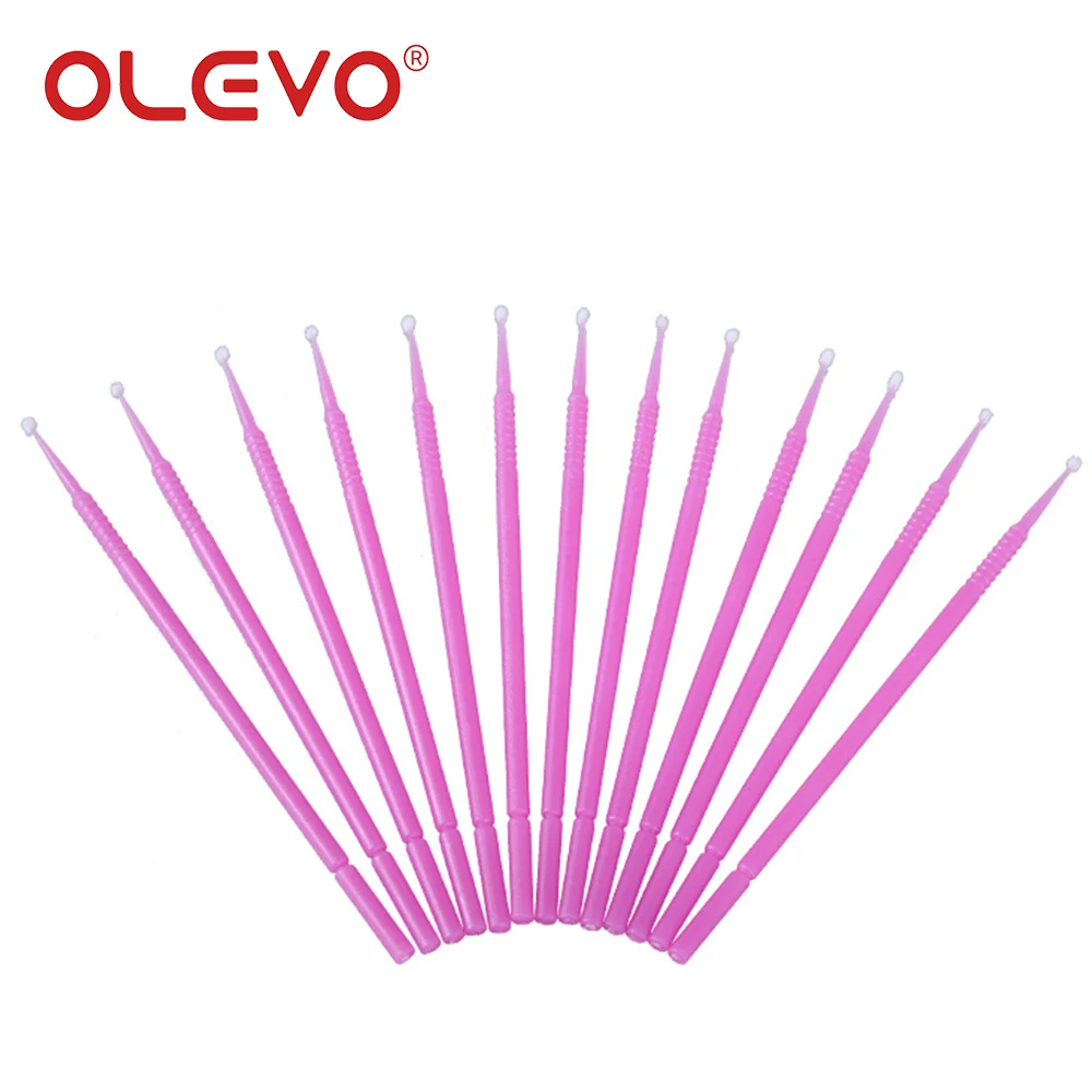 OLEVO 100 Pcs Dental Microbrush Micro Applicator Sticks Disposable Bendable Cotton Swab Brush Tips Makeup Eyelash Extension Tool