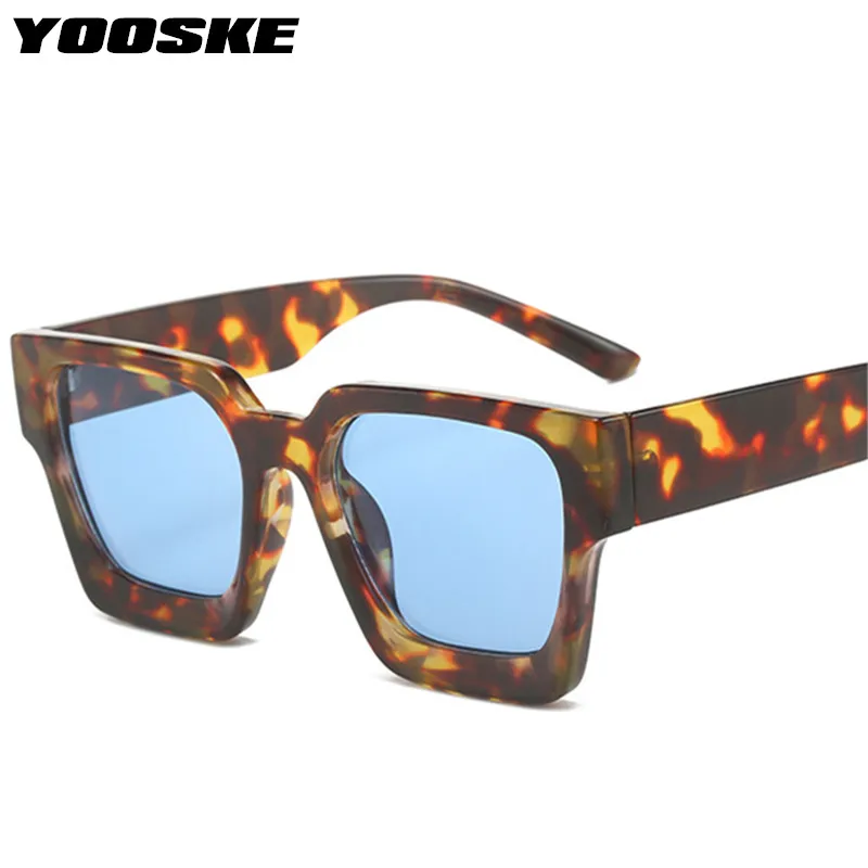 YOOSKE Oversized Square Sunglasses Men Women Brand Designer Rectangle Sun Glasses Ladies Vintage Leoaprd Blue Goggles UV400