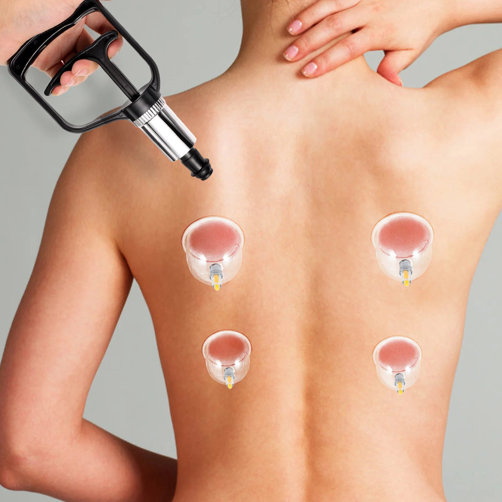 ถ้วยดูด Air Extraction จีน Cupping Therapy อุปกรณ์คู่มือปั๊มเครื่องดูดฝุ่นเครื่องมือสีดํา