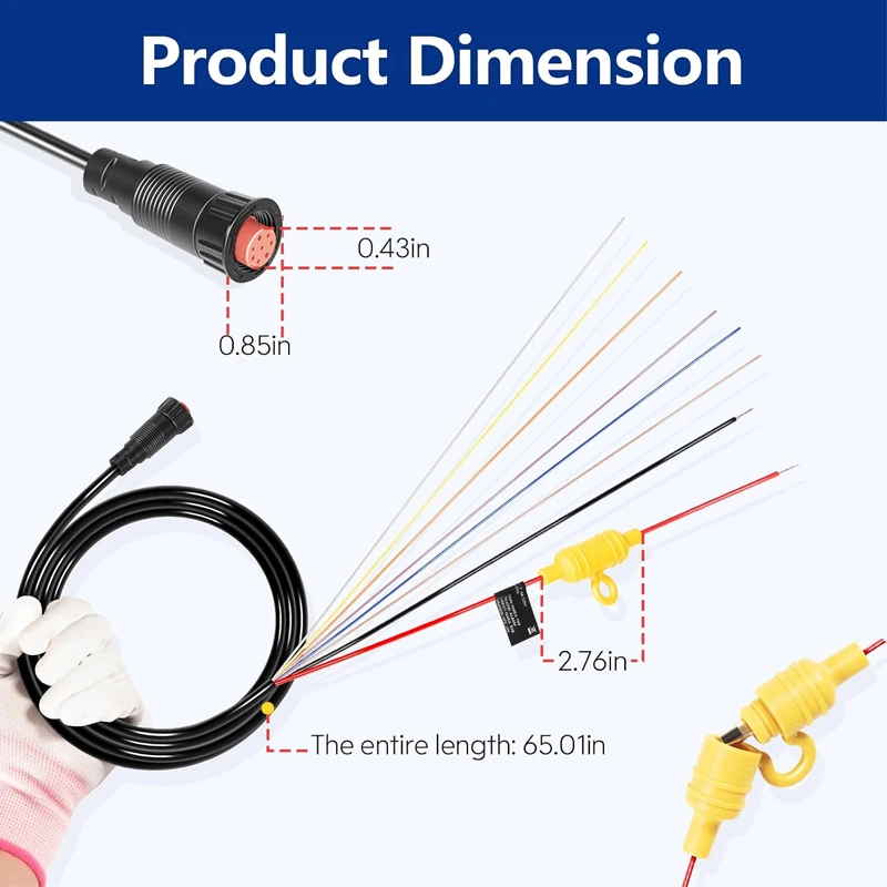 (6 FT Length) 8-Pin Boat Marine Power/Data Cable 010-12152-10 for Garmin GPSMAP and echoMAP Series