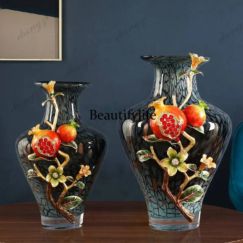 N138New Chinese style, glass vase home decoration dining room living room, high-end home vase