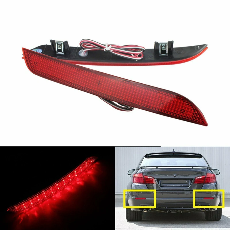 1 Pair Rear Bumper Reflector Brake Lights LED Signal Stop Lamps For-BMW 5 Series F10 F11 F18 520D 520I 523I 525D