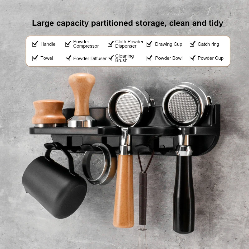 Distribuidor de Café em Pó Organizador de parede, Rack de armazenamento para ferramentas de café, sem necessidade de instalação de perfuração, 51mm, 54mm, 58mm