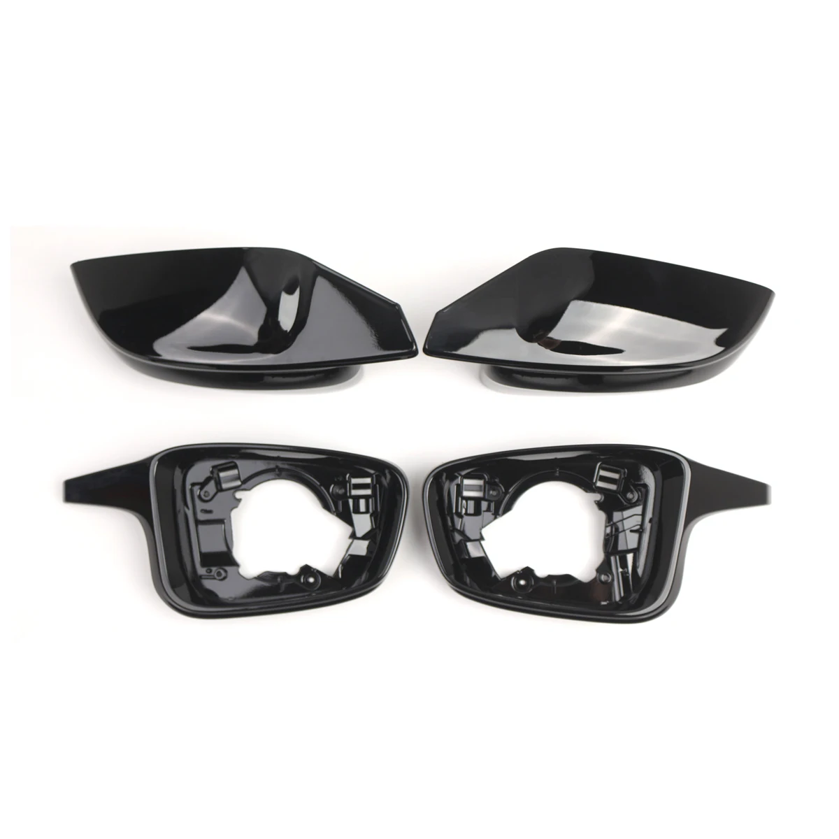 4PCS Gloss Black Car Mirror Support Trim Ring & Mirror Cover Cap Assembly For BMW  3 4 SERIES M2 M3 M4 G87 G80 G81 G82 G83 LHD