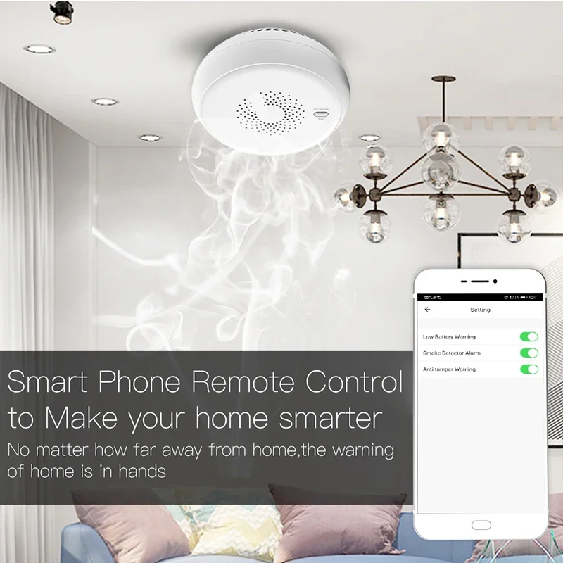 Zigbee Smart Smoke Fire Alarm Sensor Detector Home Security System Battery-powered Alarm Wireless Smart Life Tuya App Control