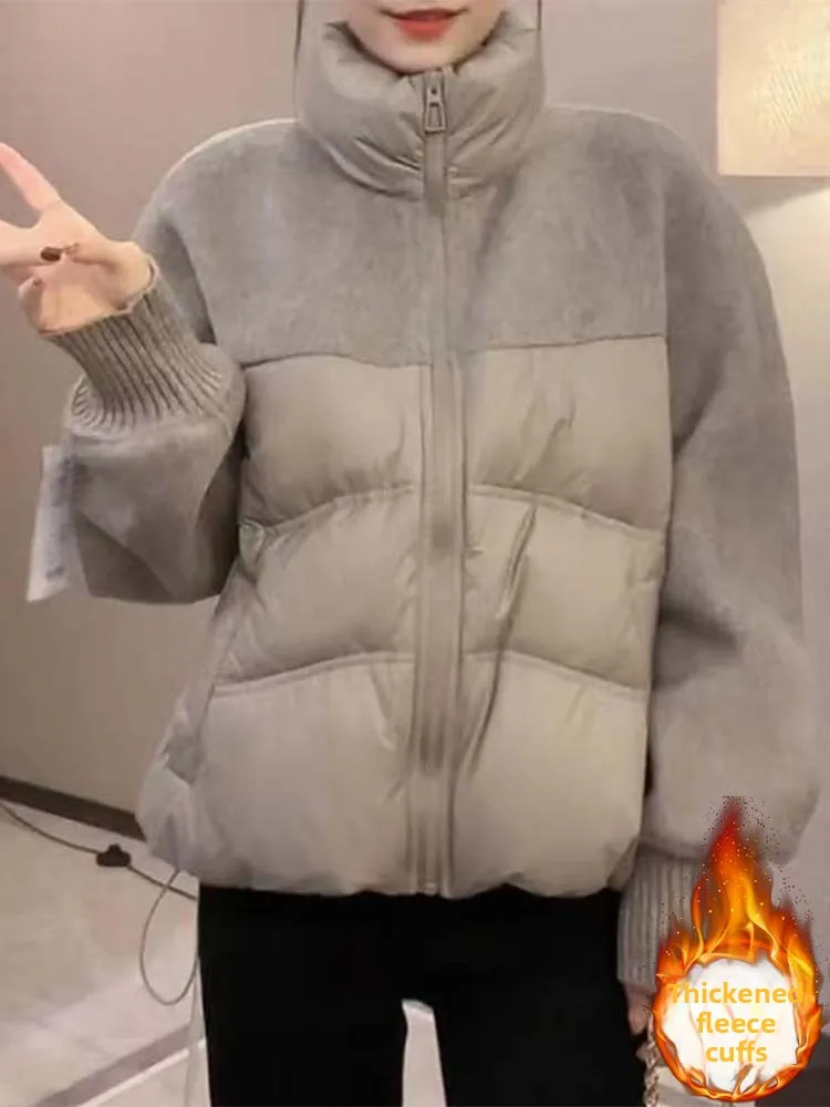 

Женская утепленная хлопковая куртка на молнии свободного кроя, теплая, в корейском стиле, зима 2024, модный тренд