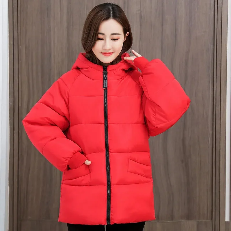 Winter Jacket Women Parkas Pocket Loose Thicken Warm Hooded Coat Jackets Female Korean Bread Parka Down Cotton Coats