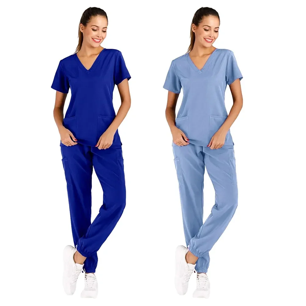 Frauen Peeling Uniformen Kleid Pflege Robe Klinik Krankens ch wester Jacke in voller Länge Spa Kosmetikerin Arbeits kleidung Schüler Uniform