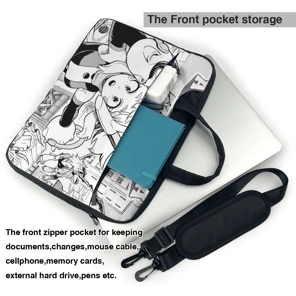 My Hero Academia Manga Cover Ochako Nejire Tsuyu Ryuko Laptop Bag Case Protective Vintage Computer Bag Crossbody Laptop Pouch