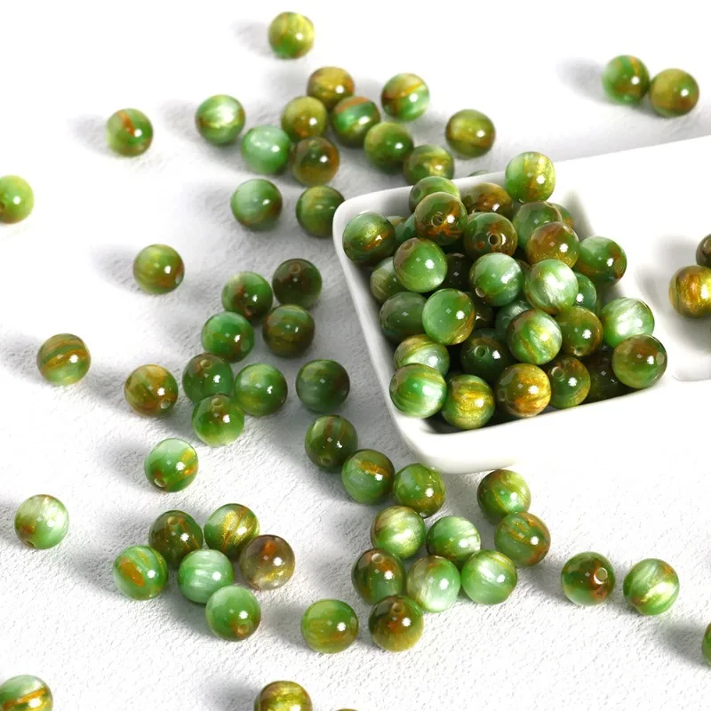 20 قطعة 8 مللي متر خرز عتيق لصنع المجوهرات لوحة زيتية نمط خرز فضفاض مستدير مع بريق ذهبي لوازم قلادة سوار ذاتي الصنع #4