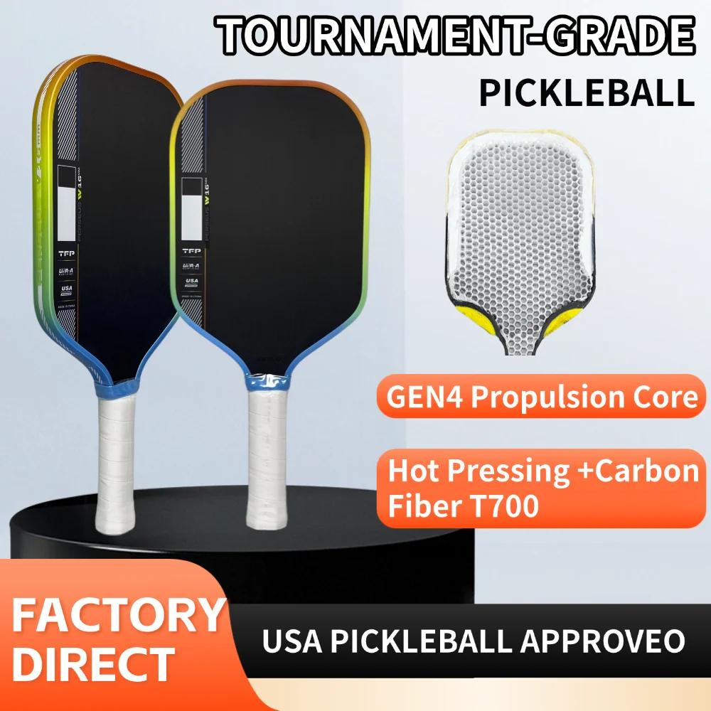 

OEM/ODM 2025 NEW Pro BEN JOHN Wear-Resistant Super-Spinning Colored T700 Carbon Fiber GEN 4 Friction Surface Pickleball Paddles