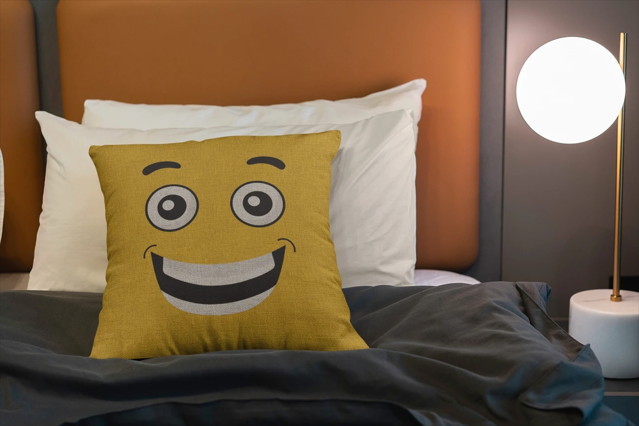 Yellow Smiley Face Couch Cushion Cover, Autumn Decoration, Cartoon Pillow Cover for Living Room, Seat Case, 40x40, 45x45