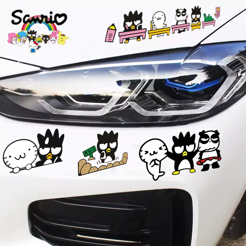 Sanrio BADBADTZ-MARU Kawaii Stickers Car Door Handle Rearview Mirror Decoration Modified Stickers Childrens Toys Christmas Gifts