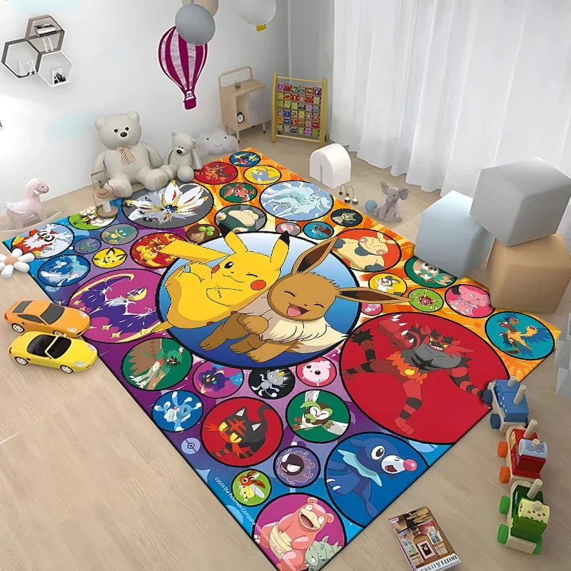 Game Pokemon Pikachu Eevee Print Large Area Rug 3D Carpet Home for Living Room Kids Bedroom Sofa Doormat Children Floor Mats