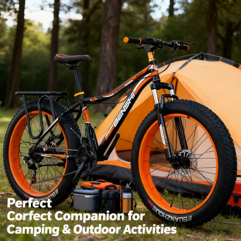 

Black Orange Large Tire Bicycle Adult Men's Variable Speed Thick Wide Snow Mountain Bike Off-Road Fat Bike Beach Shock Absorptio