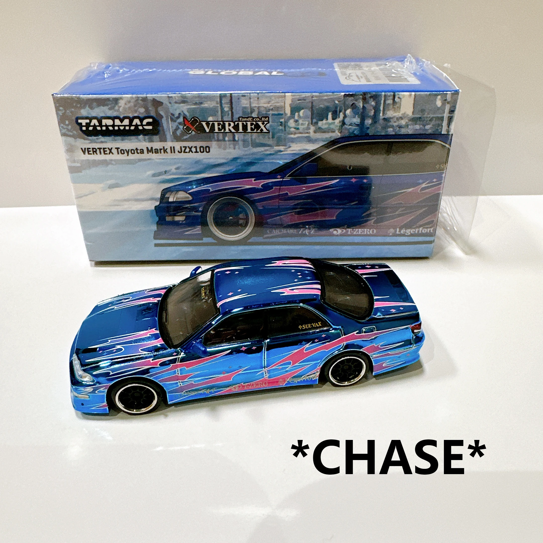 Tarmac Works *CHASE* 1:64 VERTEX Toyota Mark II JZX100 Blue