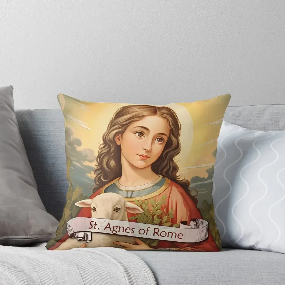 

Saint Agnes of Rome Throw Pillow sleeping pillows Pillow Covers Decorative Sofa Cushions Covers Christmas Pillow Covers