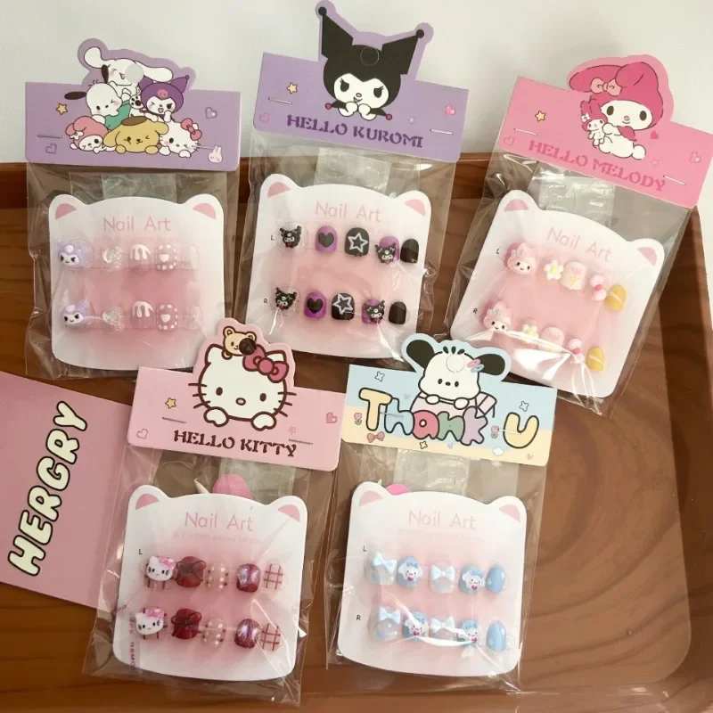 

Sanrio Children's Nail Patch Cartoon Stereoscopic Hello Kitty Cute Nail Sticker Detachable Girl Nails Sweet Lovely Nail Stickers