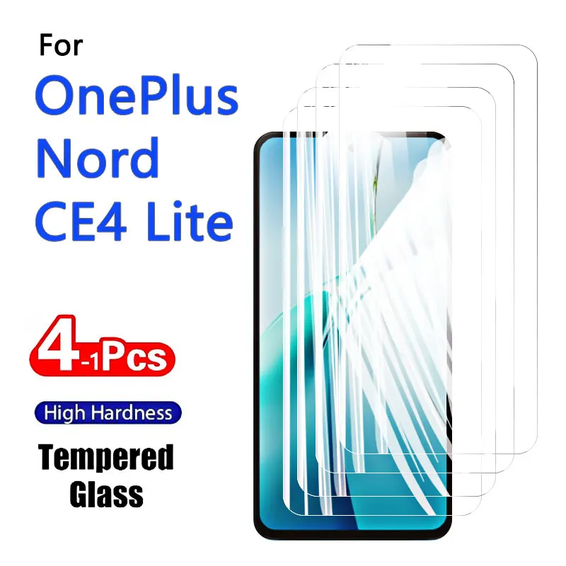 4-1PCS Displayschutzfolien Für OnePlus Nord CE4 Lite Gehärtetes Glas Kristall 9H HD Hohe Aluminium Anti Scratch fall Freundliche 6,67"