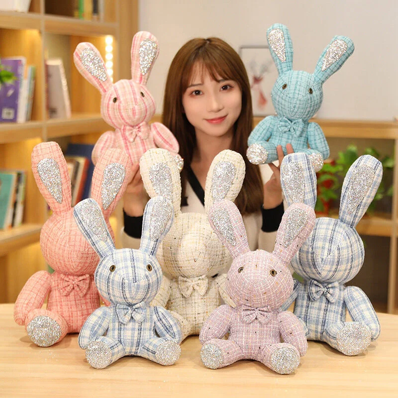 

30cm/40cm Cute Adorable Exquisite Stuffed Animal Bunny With Diamonds Rabbit Plush Doll Soft Toys Gift For Kids Girlfriends Loves