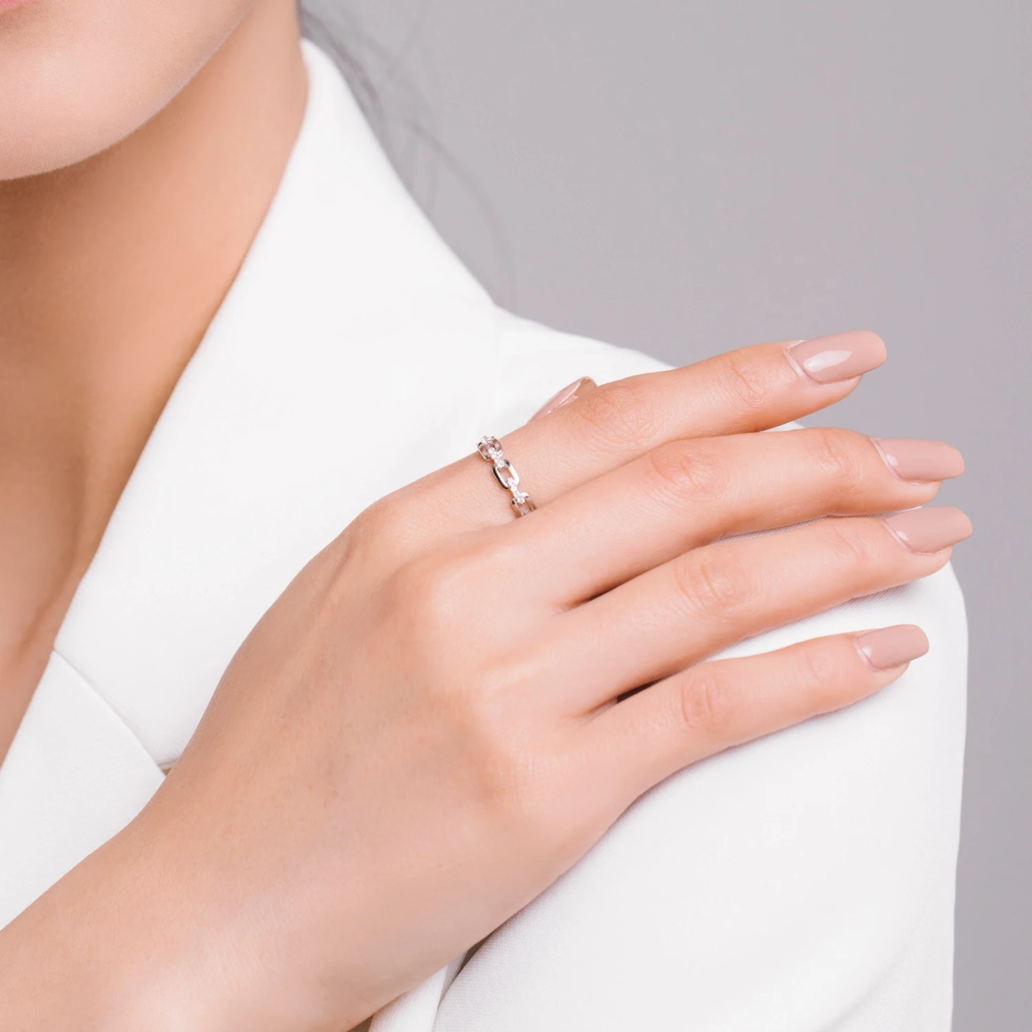 Modian Fashion Geometric Clear CZ Ring Real 925 Sterling Silver Exquisite Stackable Finger Rings For Women Statement Jewelry view 2