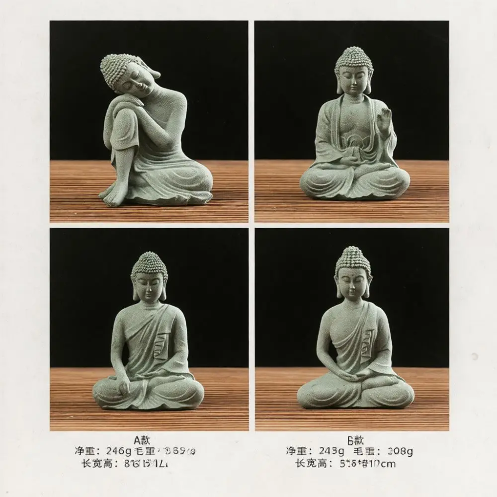 Small Buddha Figurine Sandstone Sculpture Zen Ornament Home Decor For Aquarium Landscape Office Tabletop Art Crafts
