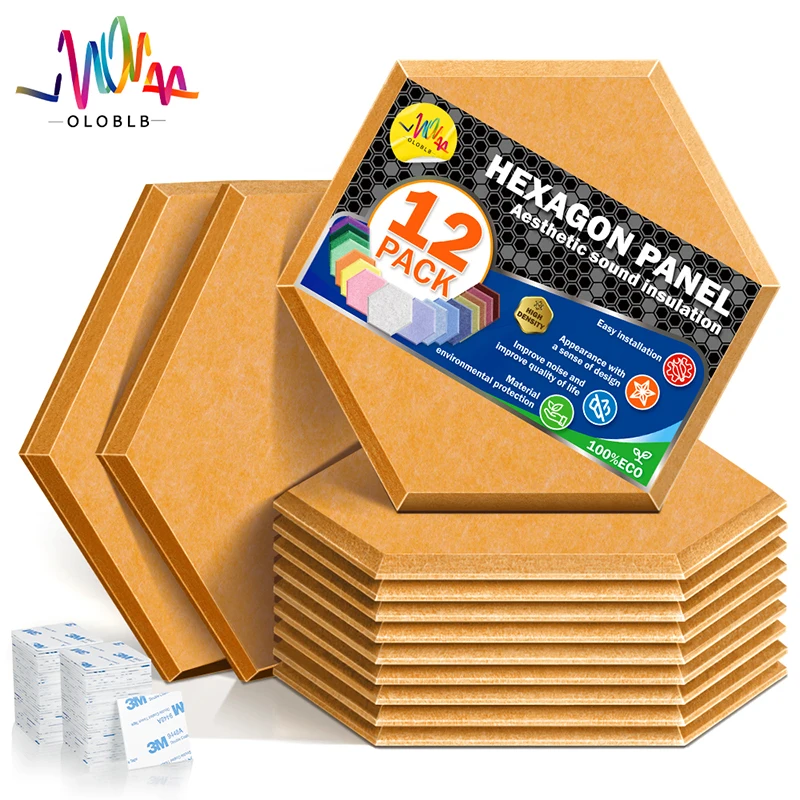 Hexagon Acoustic Panel 12 Pcs, Sound Proof Wall Panels, Home Studio Acoustic Insulator, Sound Absorbing Wall Soundproofing