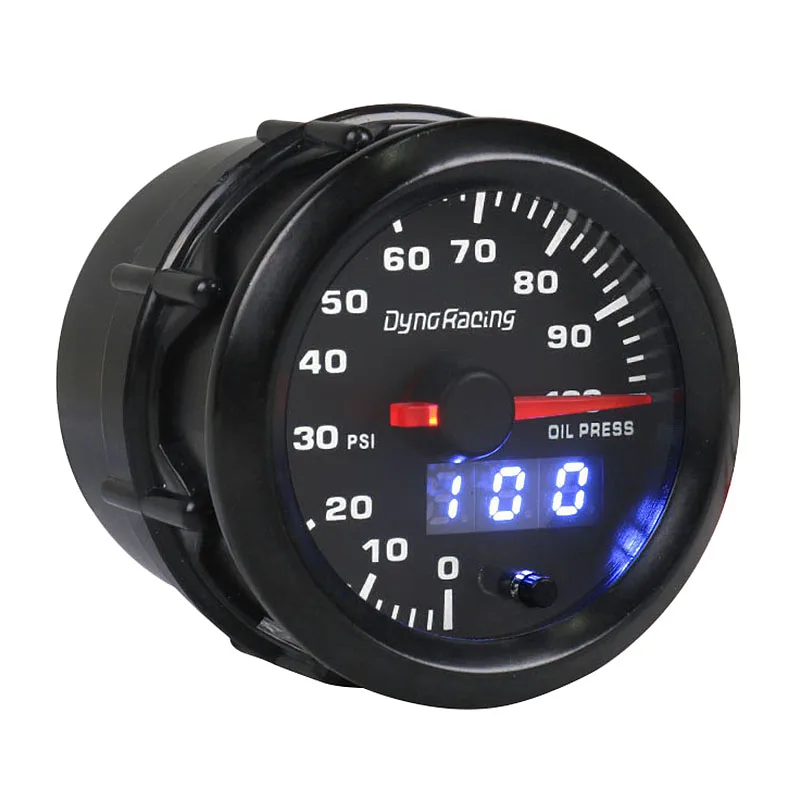 Dyno Racing 2 Inch 52mm Digital Pointer 7 Color LED 0-100 Psi Oil Pressure Gauge Meter with Sensor