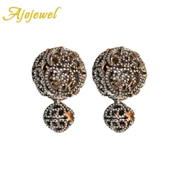 Ajojewel Hollow Design Double-sided Stud Earrings Balls Ladies Black Jewelry Luxury Gift Items