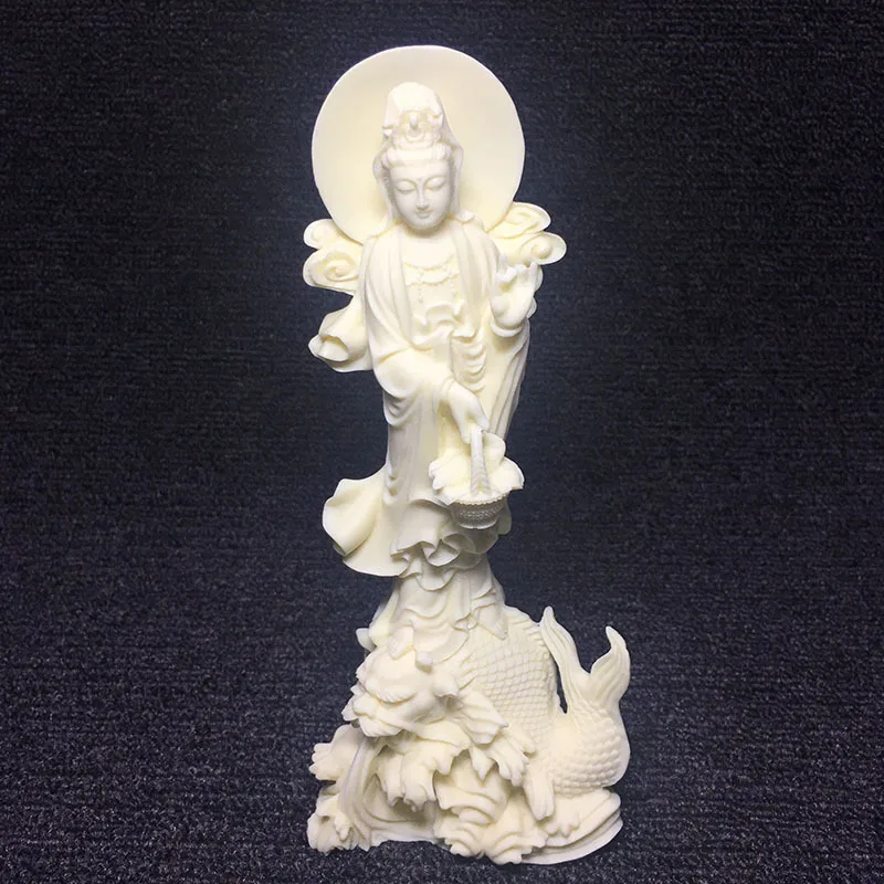 Ivory Nut Carved Aoyu Guanyin Bodhisattva18*7.5*5cmBodhi Seeds Home Living Room Desktop Crafts Ornaments